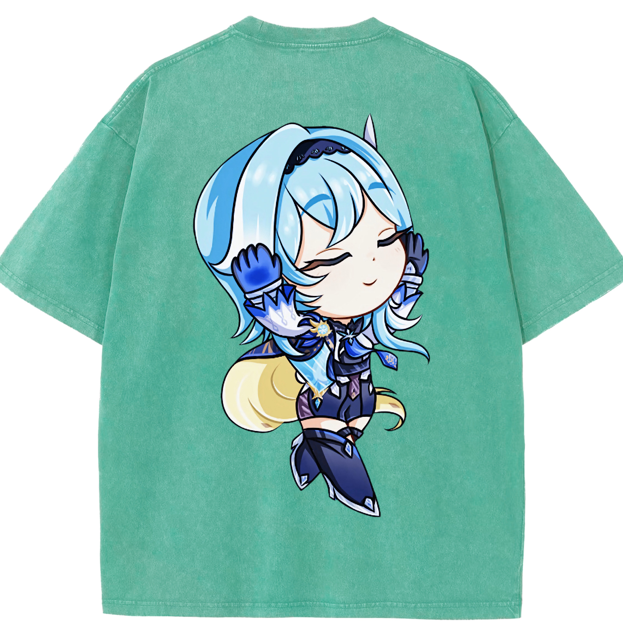 げんし神 优菈 ゆうら genshin Yūra 綿100% ヴィンテージ風 半袖Tシャツ（背面プリント）
